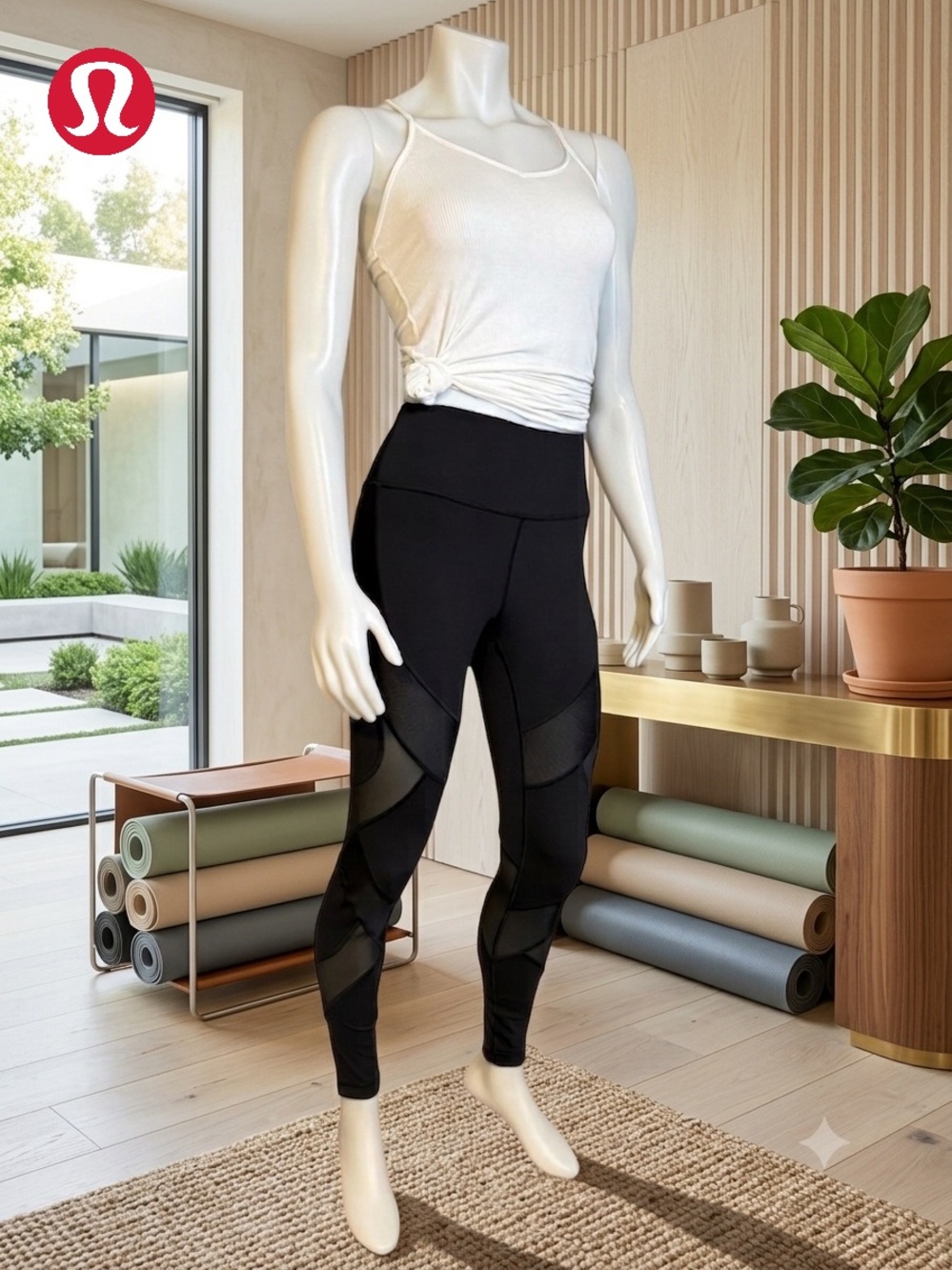 Lululemon Wunder Under HR Tight 28" Mesh Black Leggings Size 10